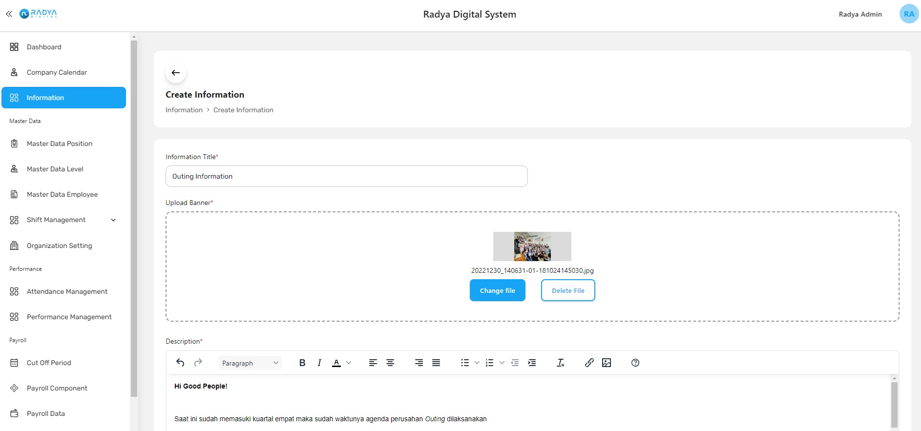 Create informaation Create informaation