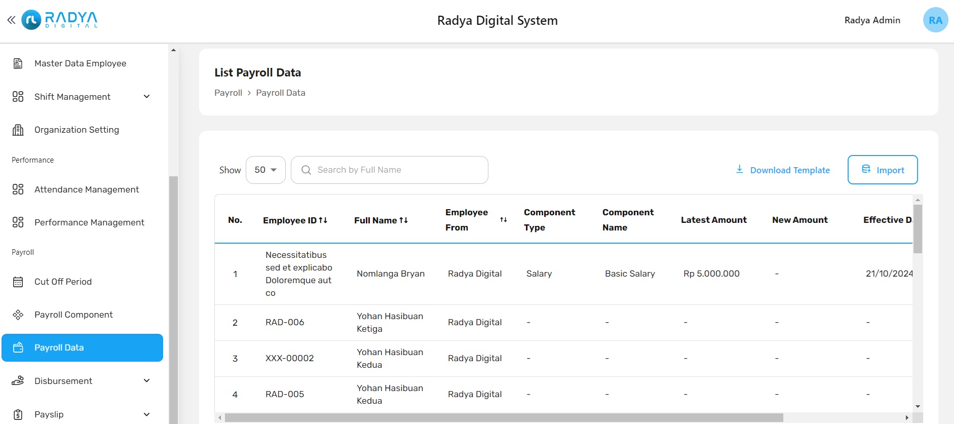 List payroll data List payroll data