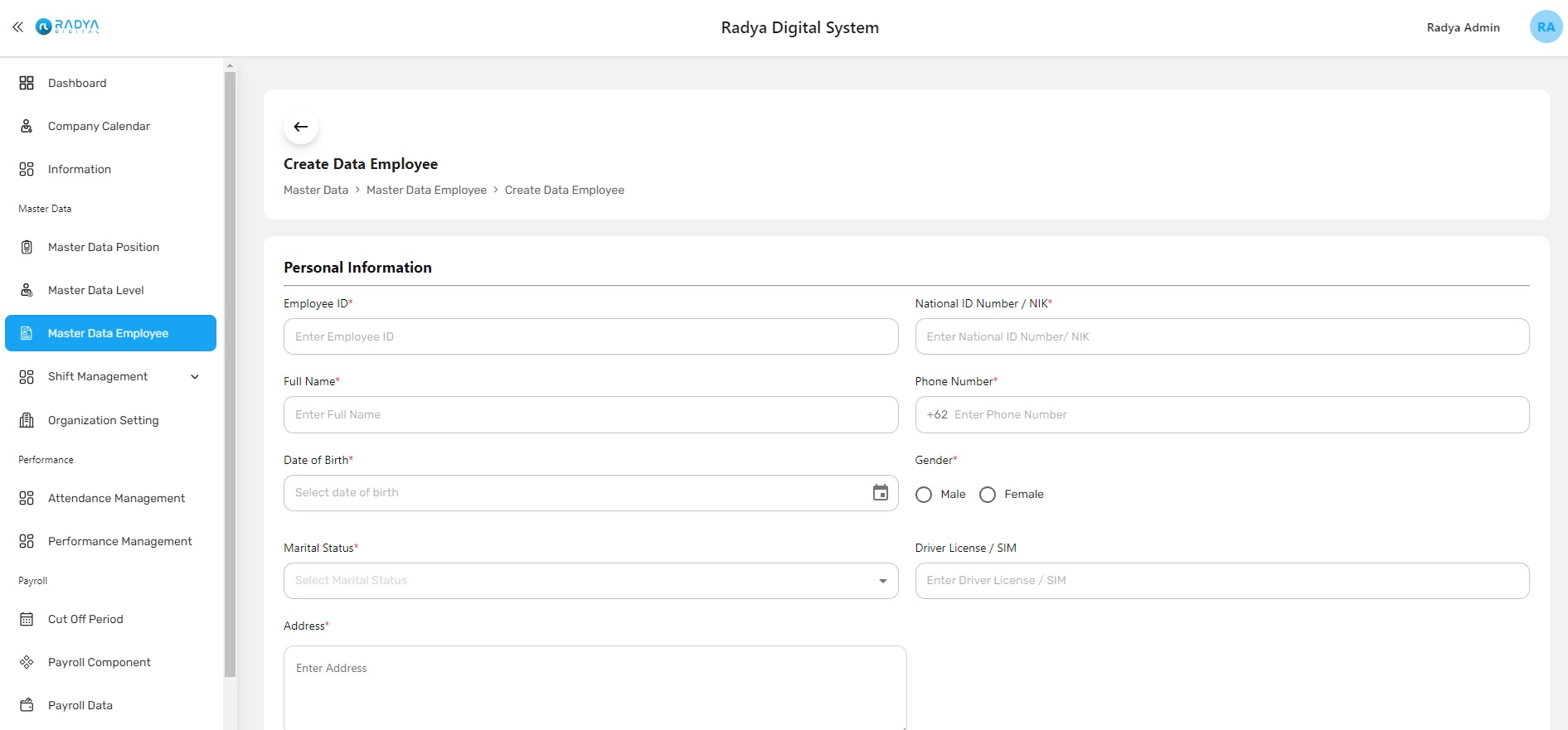 Create employee Create employee